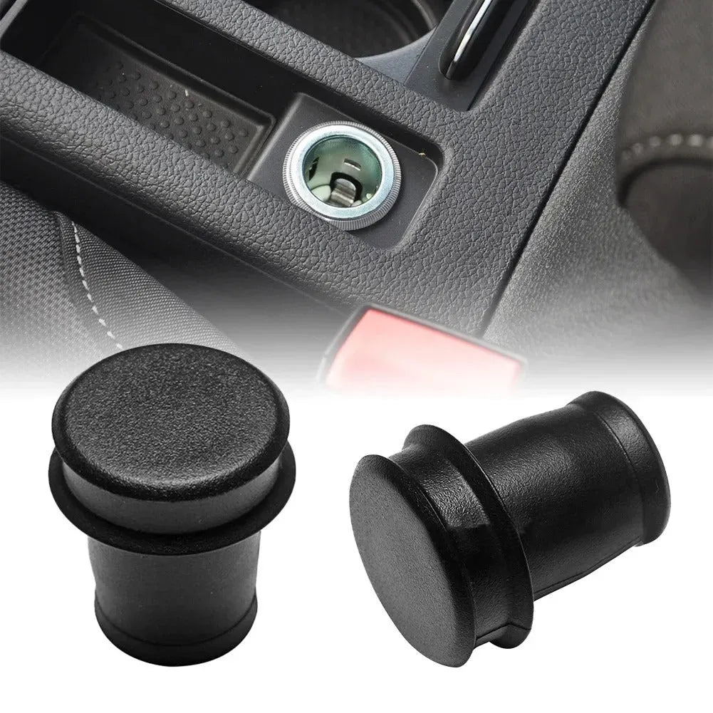 Black PVC car cigarette lighter dust plug with a long 33cm stem and 2cm diameter sealing end.