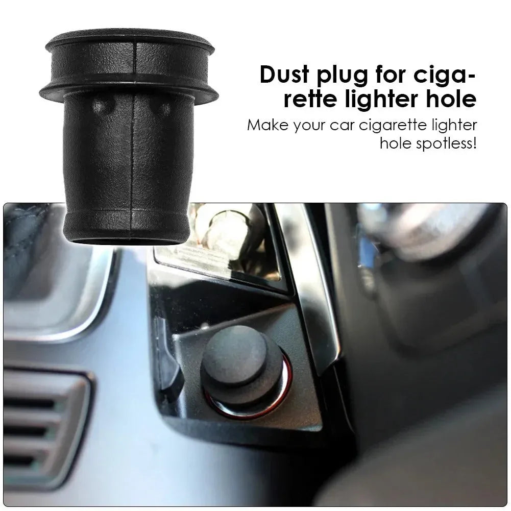 Black PVC car cigarette lighter dust plug with a long 33cm stem and 2cm diameter sealing end.