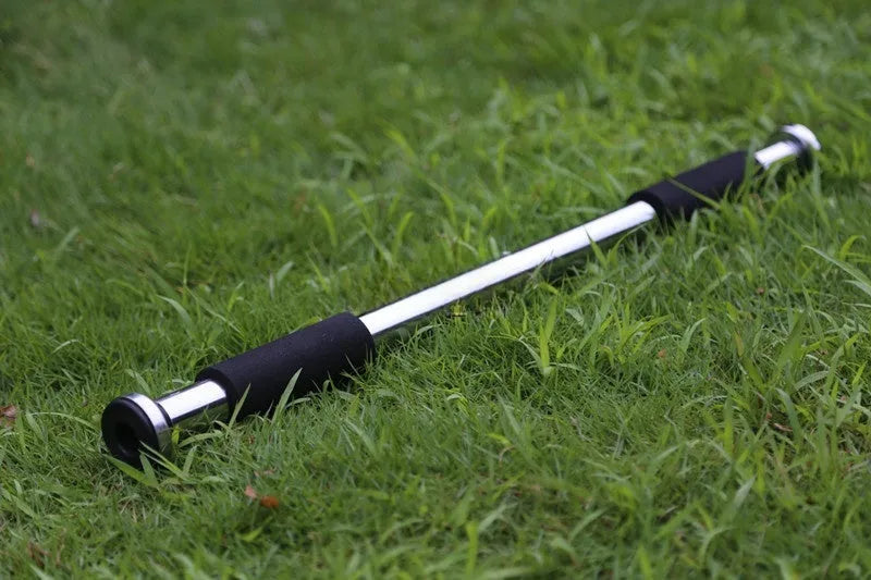 Adjustable steel pull-up bar with parallel grips extended to show 62-100cm width range