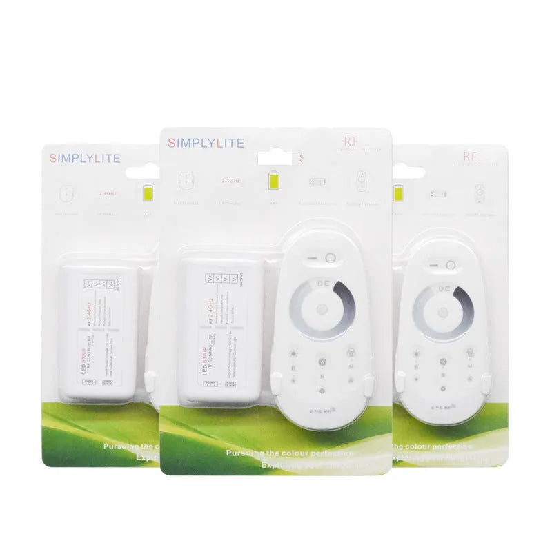 LED remote control touch controller set with 2.4G single way package, plastic shell controller and touch remote