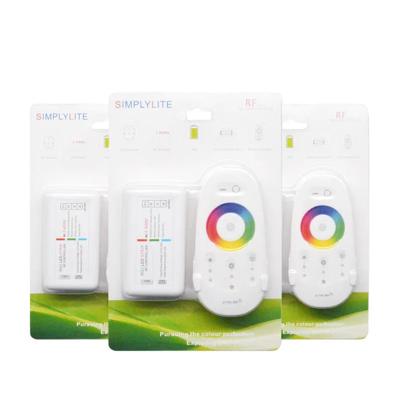 LED remote control touch controller set with 2.4G single way package, plastic shell controller and touch remote
