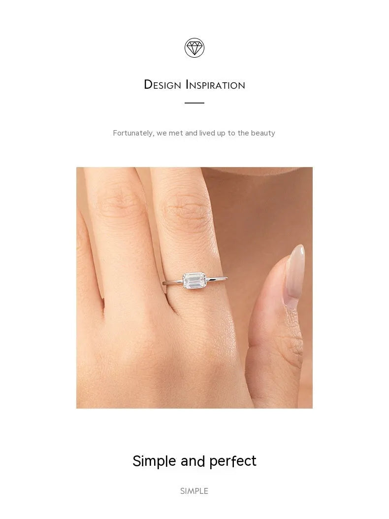 S925 sterling silver heart-shaped engagement ring with clear zircon inlay, US size 7, silver finish