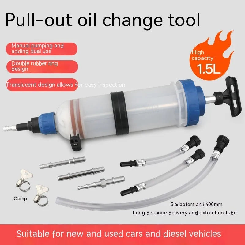 Manual oil suction and injection pump with polypropylene barrel in three capacity sizes
