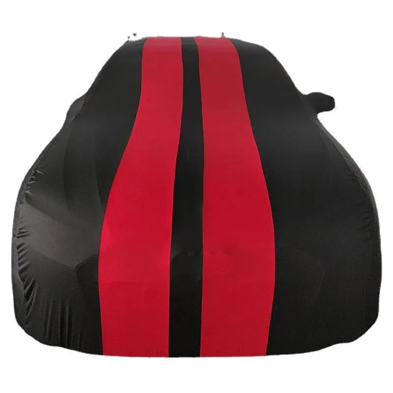 Ford Mustang car cover with elastic edges in choice of six colours including black, red, blue, light grey, yellow, and orange