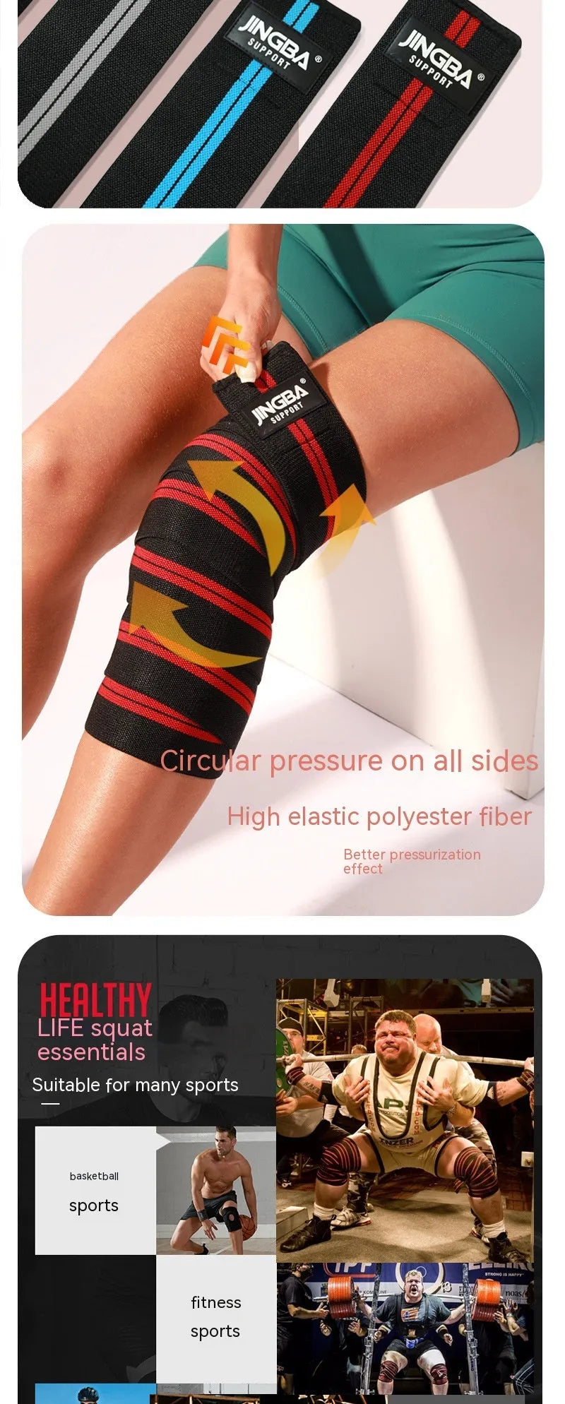 Blue adjustable sports knee pads for adult weightlifting, cycling, and multi-sport protection.