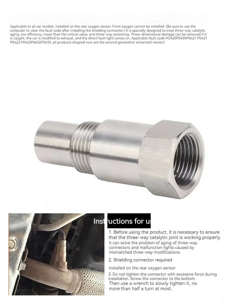 304 stainless steel automotive oxygen sensor connector adapter with three-way catalyst compatibility