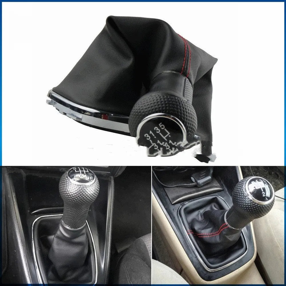 Silver and black gear knob cover for Volkswagen Mk4 vehicles with 6-speed markings