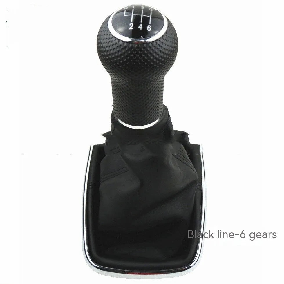 Silver and black gear knob cover for Volkswagen Mk4 vehicles with 6-speed markings