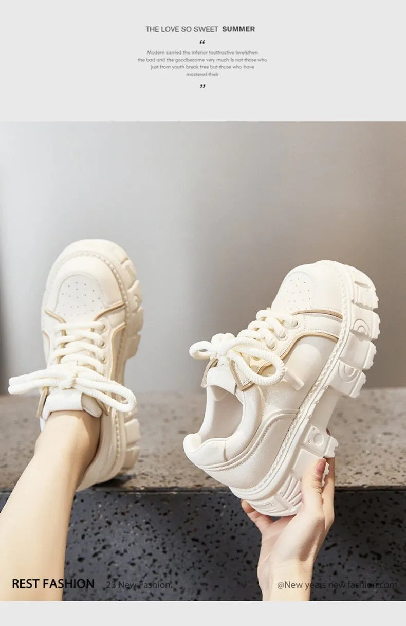 Beige and pink leather casual shoes with foam soles for height increase