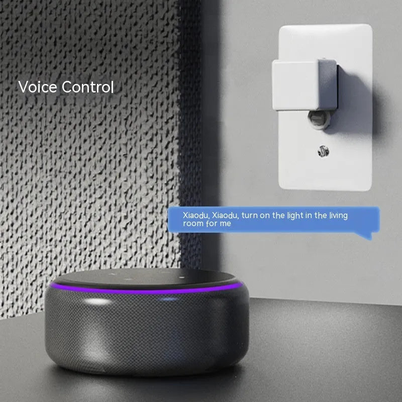 Graffiti smart home Bluetooth finger robot attached to a wall switch, white model