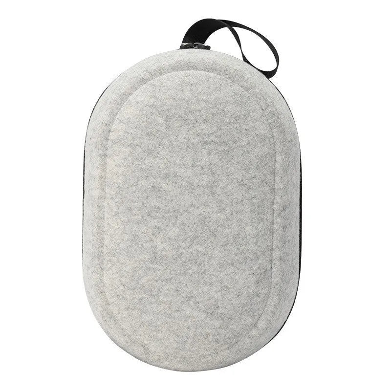 Portable felt hard case storage bag for Meta Quest3 headset and controllers in dark grey with zipper