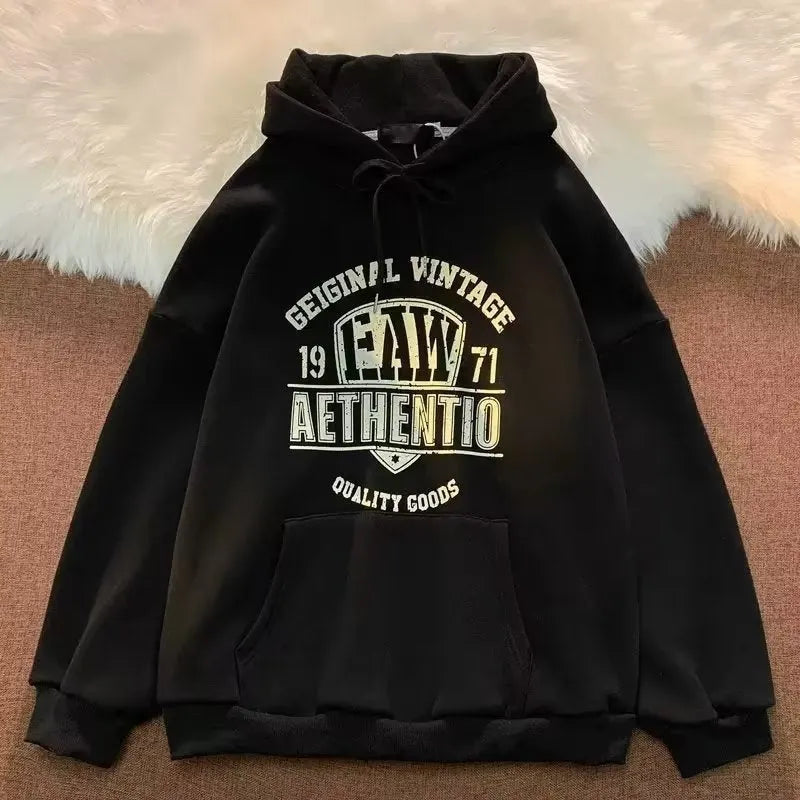 Fashion letters printed hoodie men casual cotton top dark gray