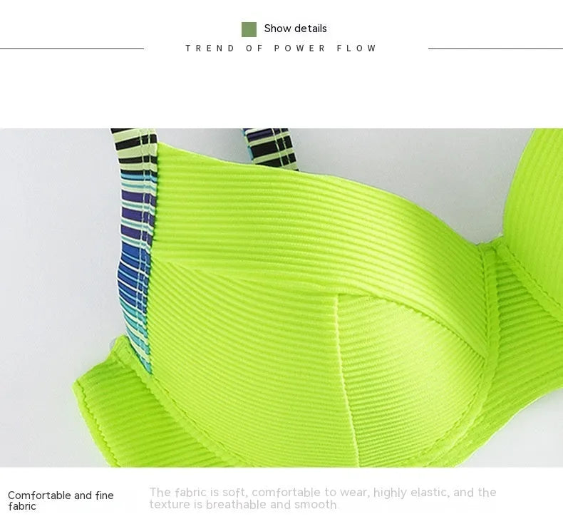 Green printed halter bikini with fashion split design for women