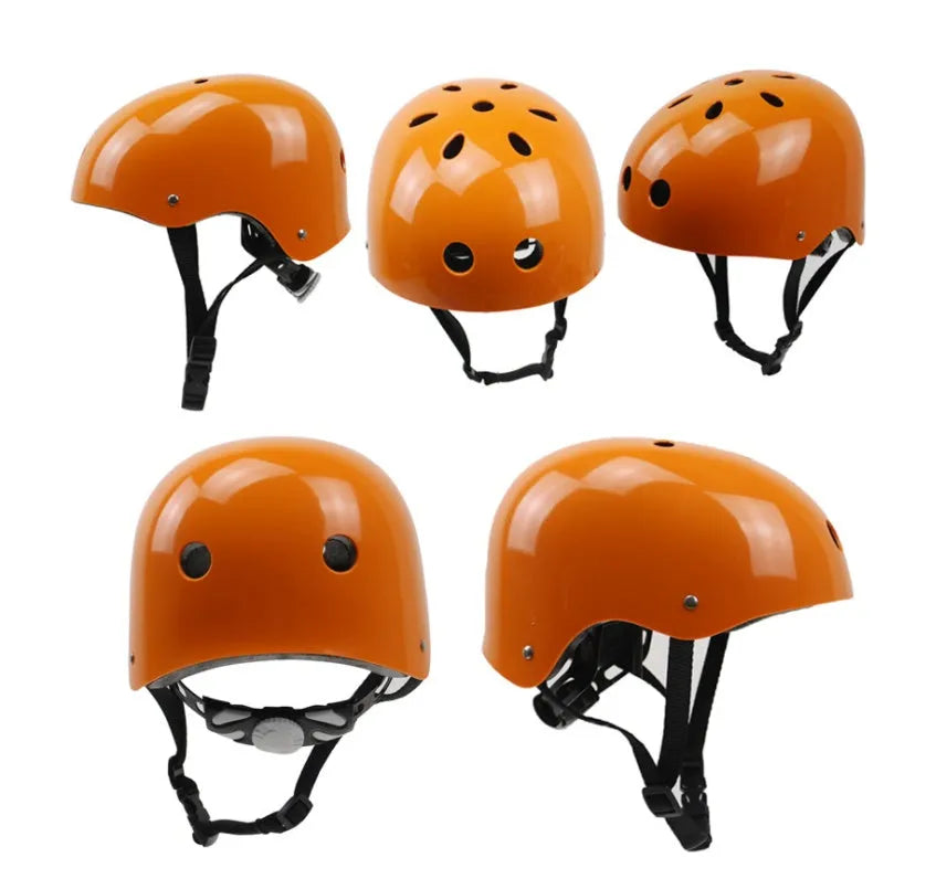Sports safety helmet with hard ABS shell, high-density EVA liner, and air vents for water sports use in multiple colours