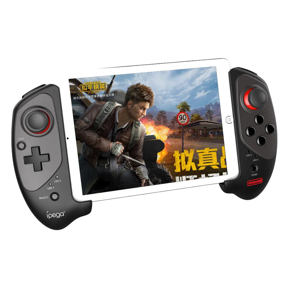 Red telescopic wireless gamepad controller extended with USB charging cable