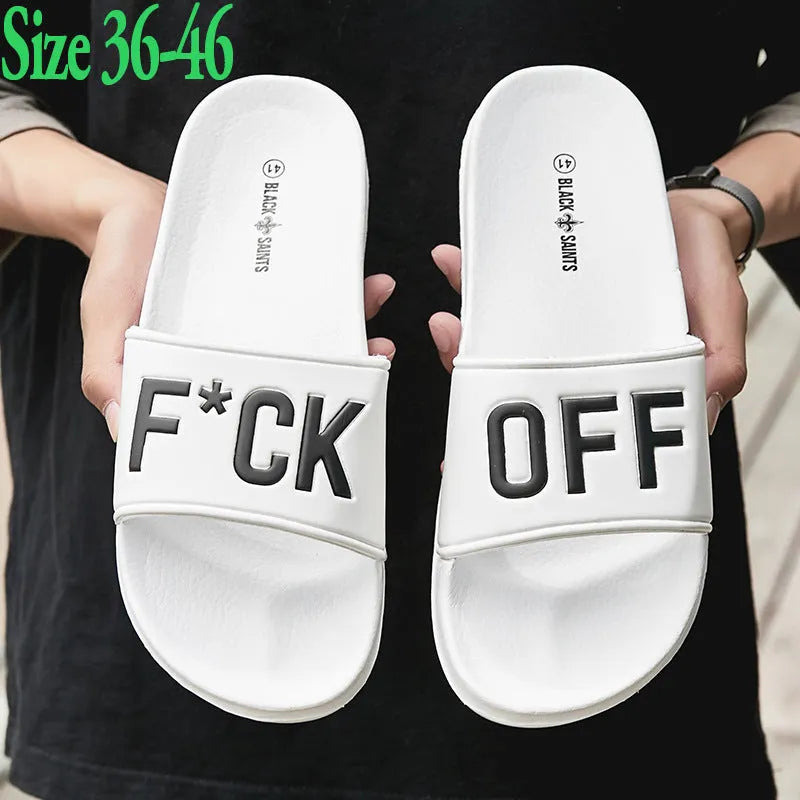 Men's large black open-toe viscose slippers with a natural rubber sole.