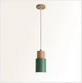 Solid wood and iron Nordic pendant light, 10x10x18cm, in black, five colour options available
