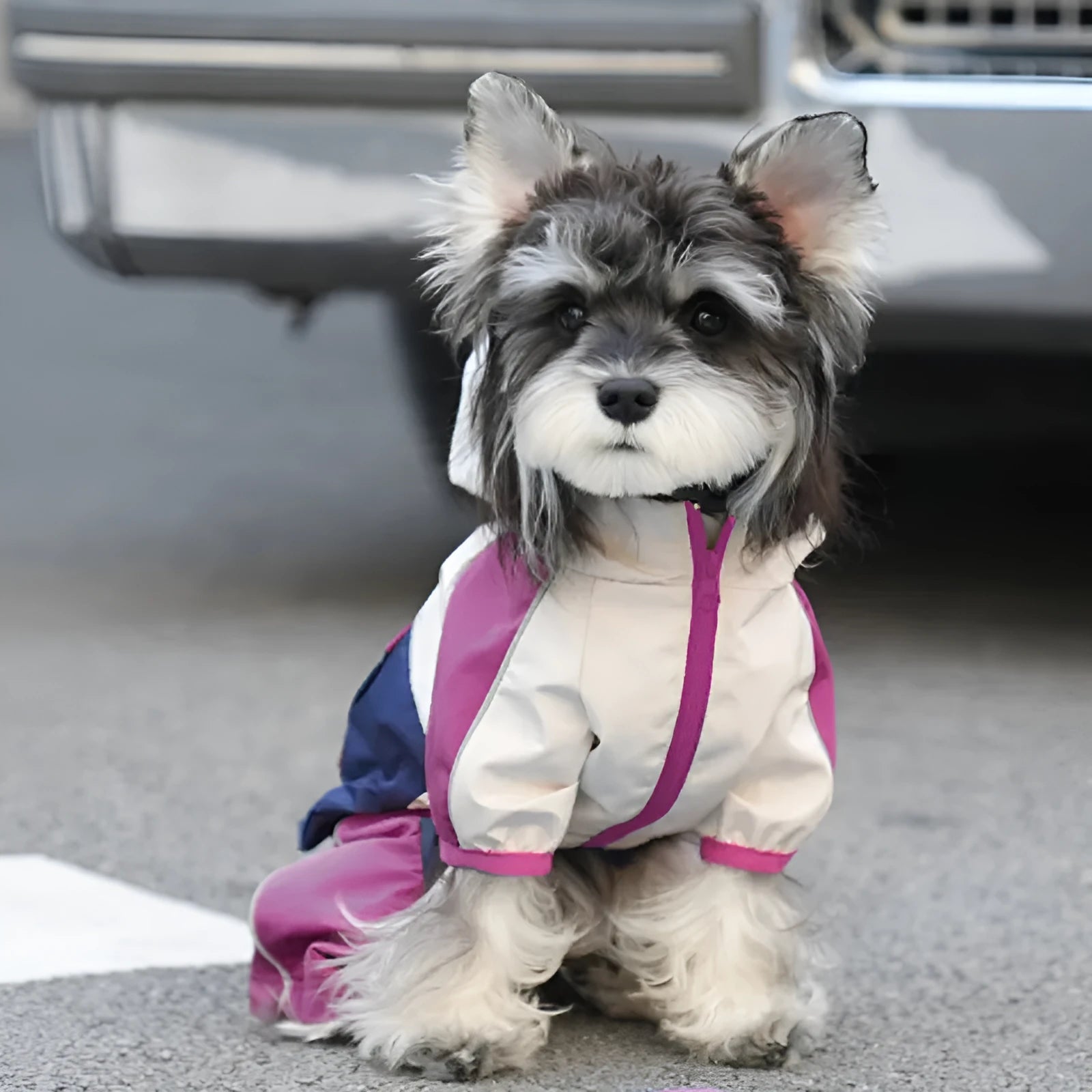 Waterproof candy colour pet jacket in yellow with anti-fouling polyester outer shell on a dog