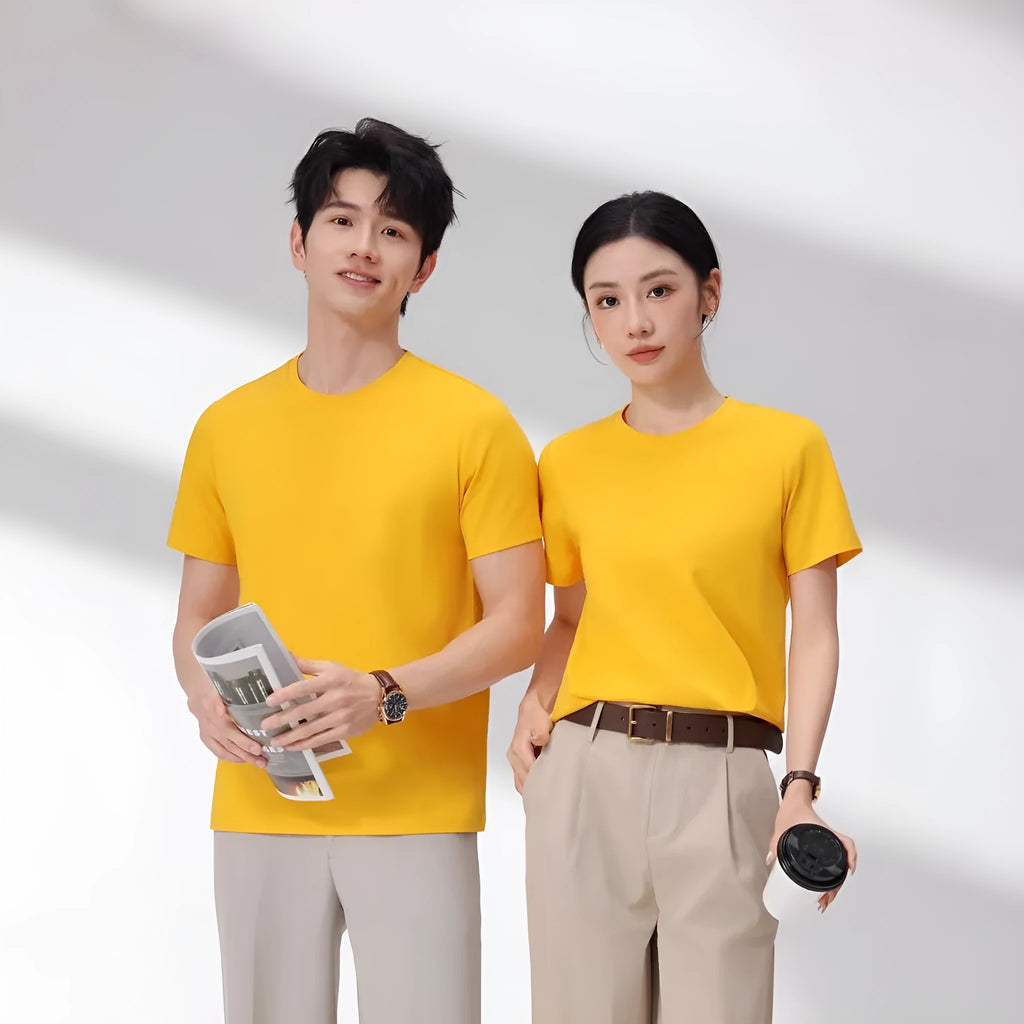 5At antibacterial cool short sleeve cotton T-shirt in tea green, regular fit, UV-resistant overalls
