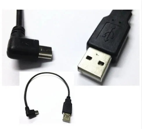 USB Mini 5Pin 5P right-angle male to USB 2.0 A male plug cable, 0.2m, black