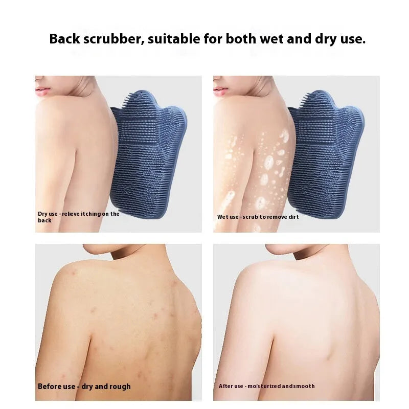 Blue silicone bath massage mat with textured surface for grip and skin stimulation