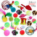 Cat stick toy set with PP metal plush and feather attachments in 21 24 or 26 piece options