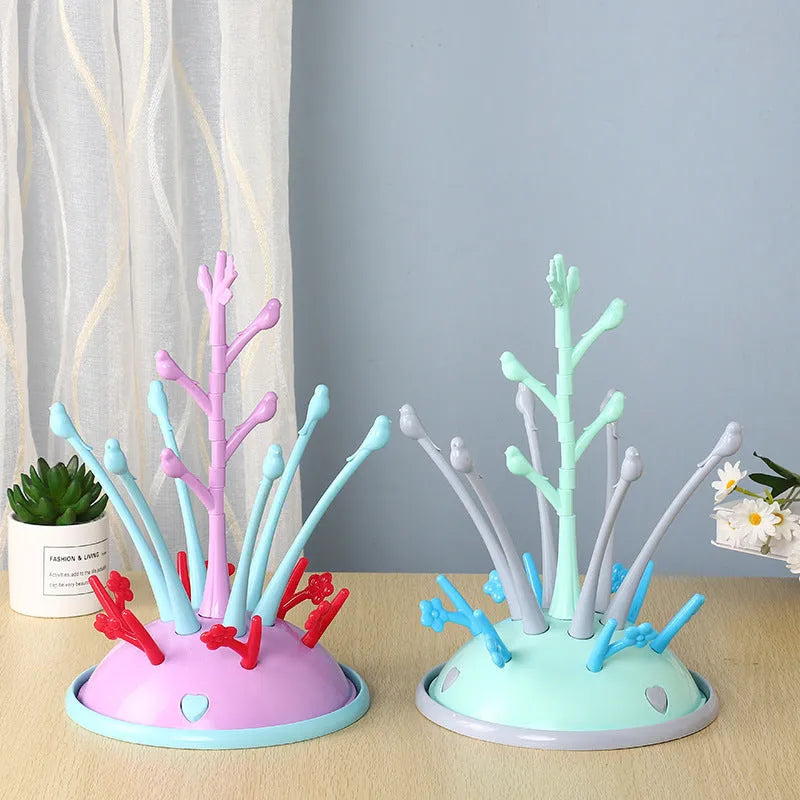Portable baby bottle drying rack in green colour, 37x22cm, made from non-toxic PP material