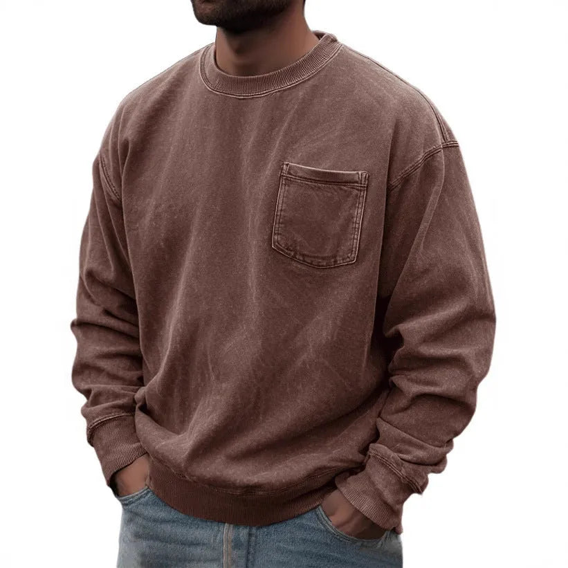 Men's pullover round neck long sleeve sweater in polyester, available in multiple colours, size S to 5XL