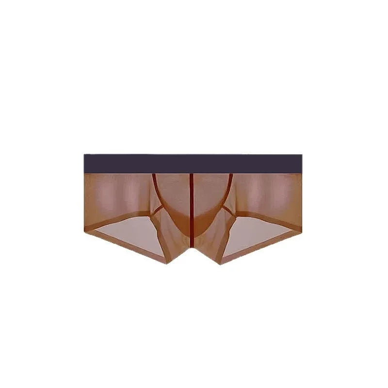 Men's seamless low-waist ice silk underwear in multiple colours on a white background.