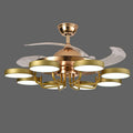Modern overhead fan lamp with three colour dimming LED and remote control, 42-inch blade span, iron art construction