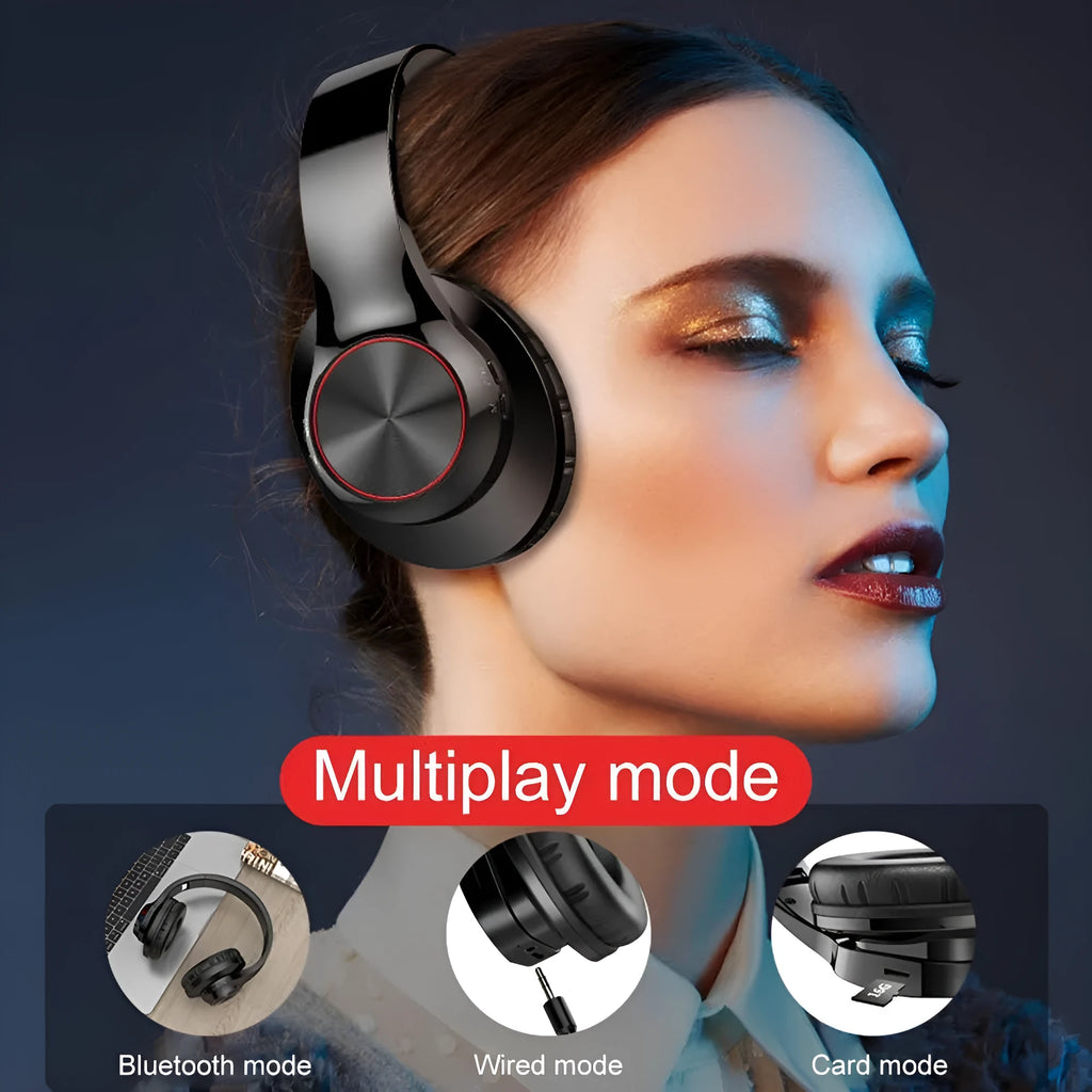 A11 wireless Bluetooth headphones in blue colour showing head-mounted design with bilateral earpieces