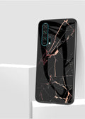 Marble anti-fall phone case for Honor 20 with tempered glass back and silicone edges