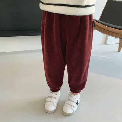 Boys velvet pants elasticated waist plain style available in multiple colours sizes 80 to 130cm