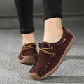 Mom casual flat shoes for pregnant women with recycled leather upper and warm lining in black