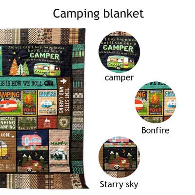 Outdoor camping blanket in soft polyester lamb cashmere cotton construction with multiple size options