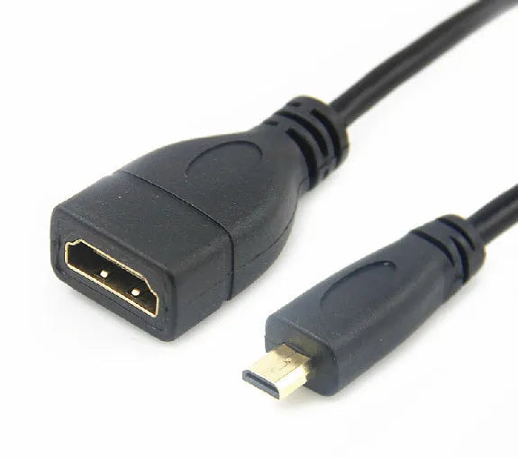 Black HDMI female to Micro HDMI male adapter cable 0.15m stub for portable device to HDTV