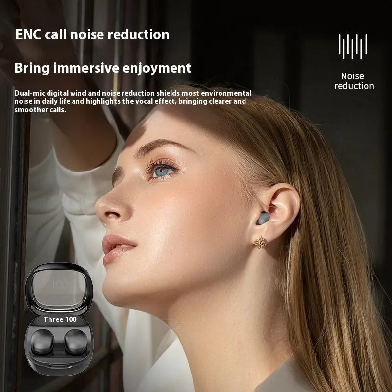 Mini13x Bluetooth headset with digital display and in-ear plastic design in black