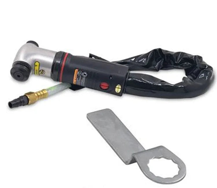 Pneumatic rubber tapping knife with black aluminium alloy body and non-slip rubber handle, 200mm blade, black colour