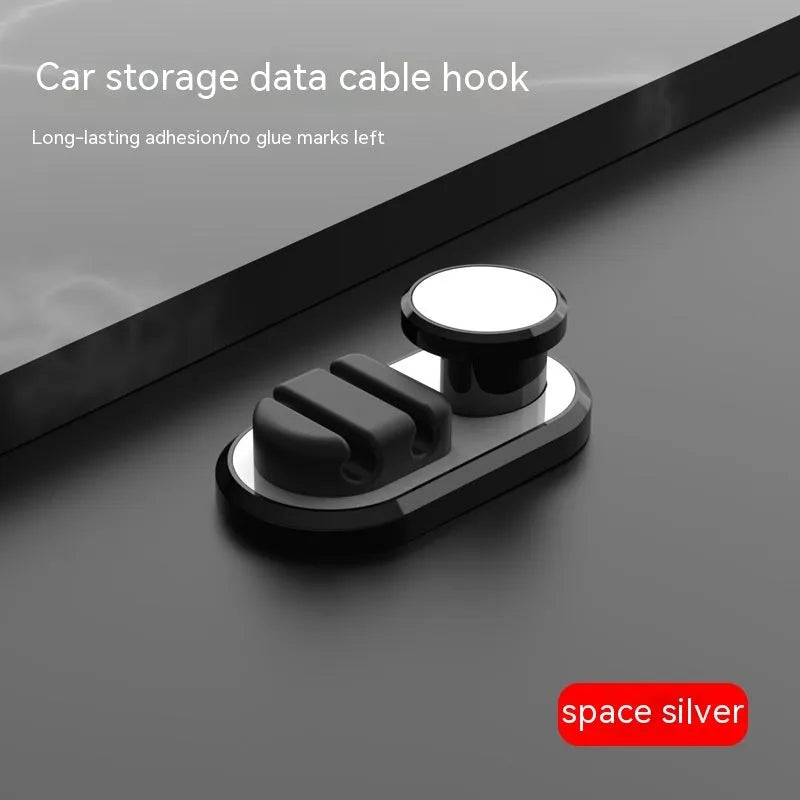 Dark green ABS silicone car cable storage hook measuring 52mm for organising charging cables
