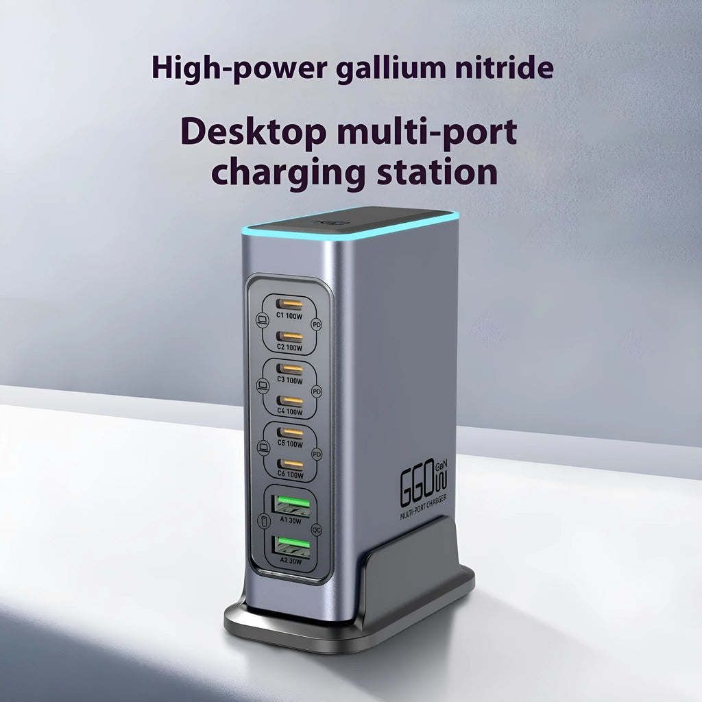 660W Gallium Nitride GaN fast charging head with US, UK, EU and AU plug adapters