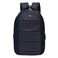 Black nylon casual laptop backpack for men and women, side view, multiple compartments