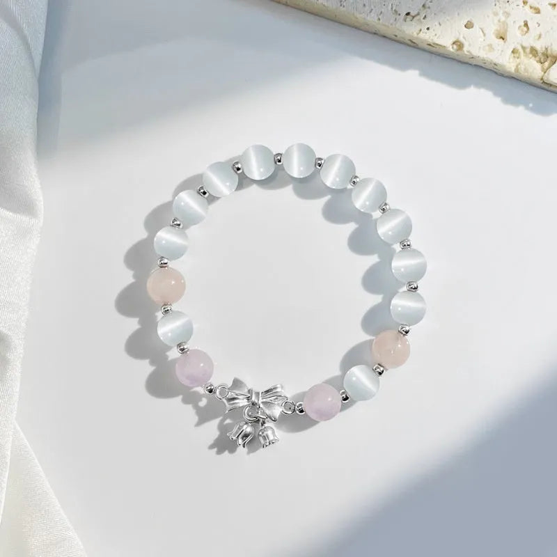 Lavender purple opal crystal bracelet with bowknot design for women