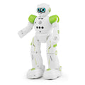 Remote control intelligent robot with glowing eyes, blue colour, on a white background