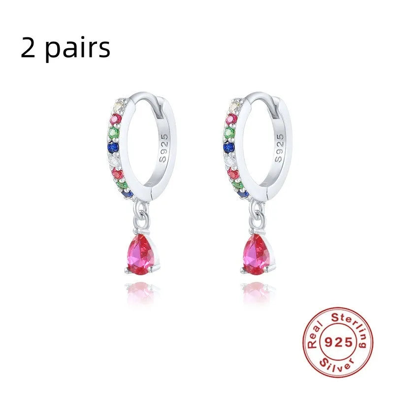 S925 sterling silver geometric water drop stud earrings in gold or silver finish.