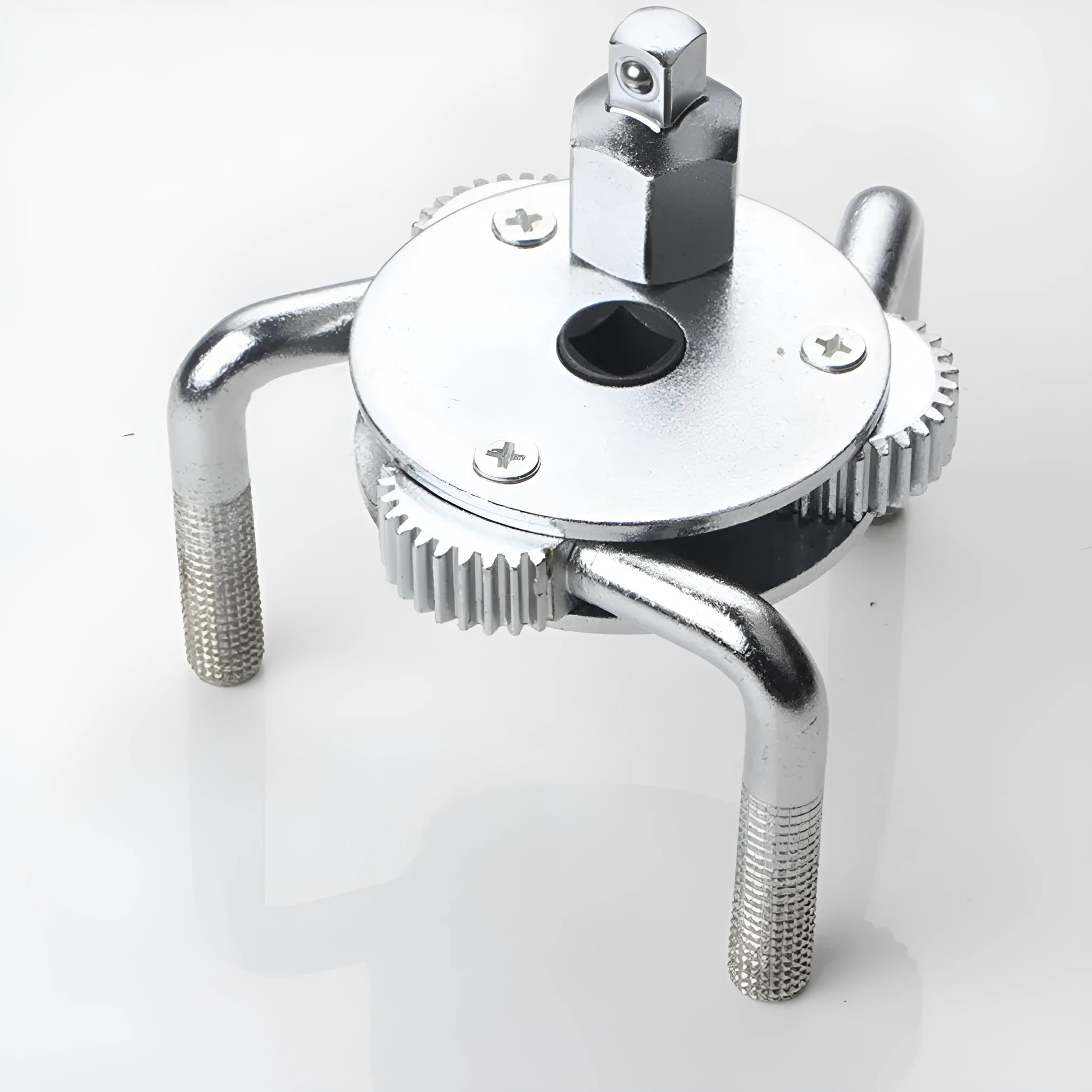 Silver round three-jaw oil filter wrench with frosted surface for automotive use
