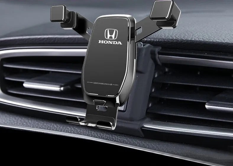 Car phone bracket gravity snap-on mount in Athens Black for dashboard outlet installation