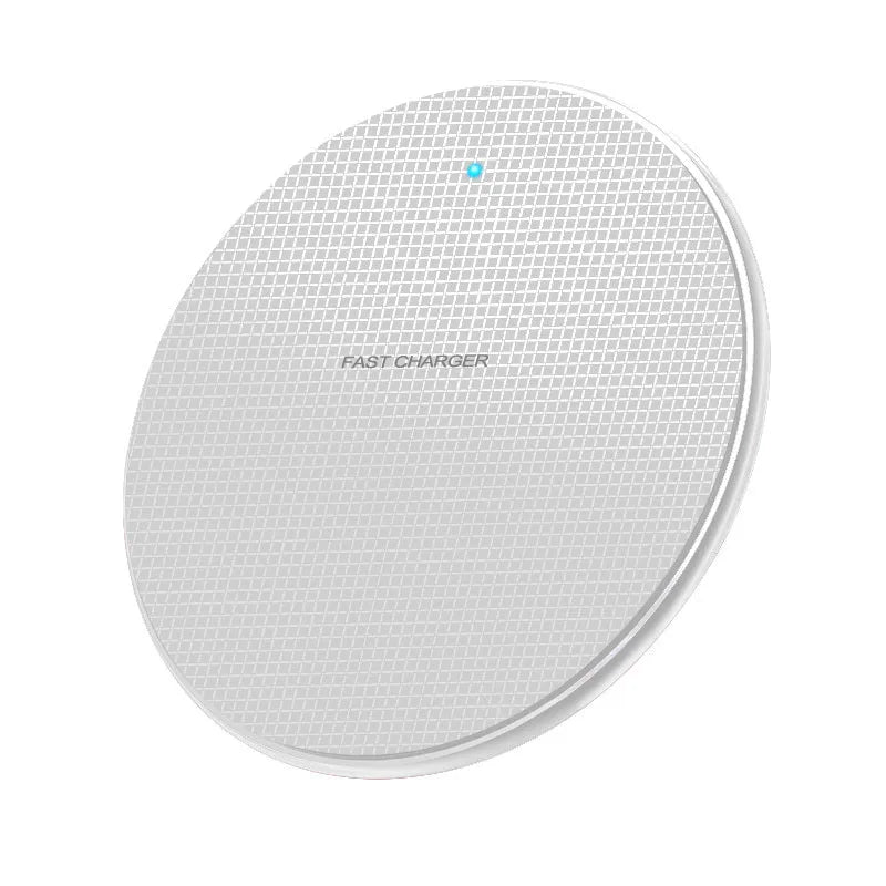 10W wireless charger pad in black, 101mm diameter, slim design for Qi phones
