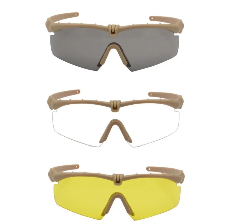 Tactical goggles shooting glasses with black frame and UV-protective PC lenses
