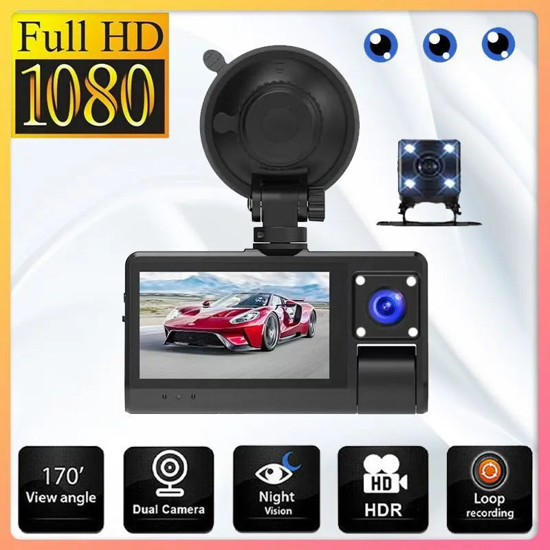 Black G50 driving recorder with 3-inch touchscreen display for front windshield mounting