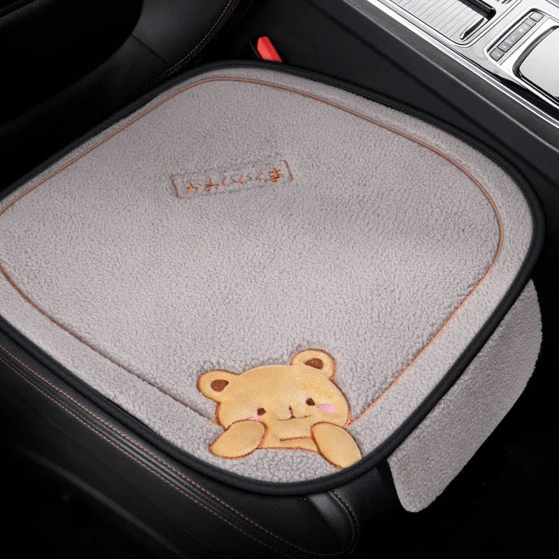 Car cushion winter plush three-piece set with square cushion and lumbar support pillow